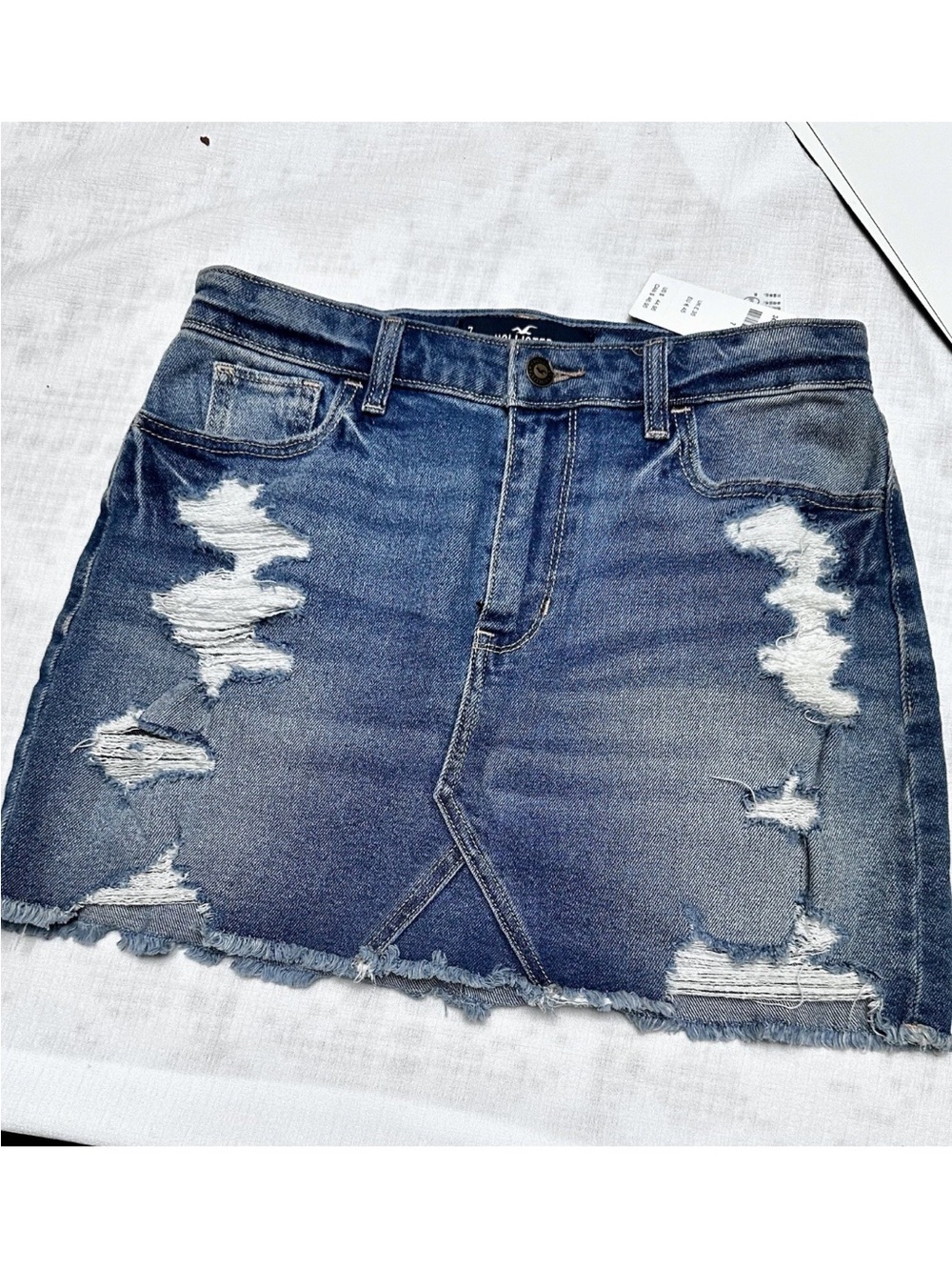NEW NWT HOLSTER HIGH RISE WESTERN RAW EDGE DESTROYD VTG STRETCH DENIM SKIRT 28/7